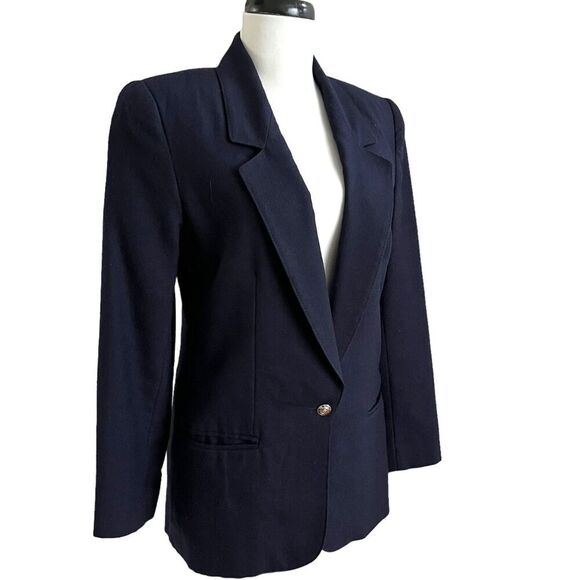 Giorgio Sant Angelo Wool Blazer 4 Navy Academia Preppy Quiet Luxury Old Money - Picture 1 of 14